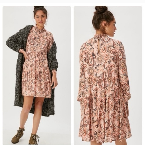 Anthropologie Cady Long Sleeve Paisley Tunic Dress - S - Picture 2 of 10